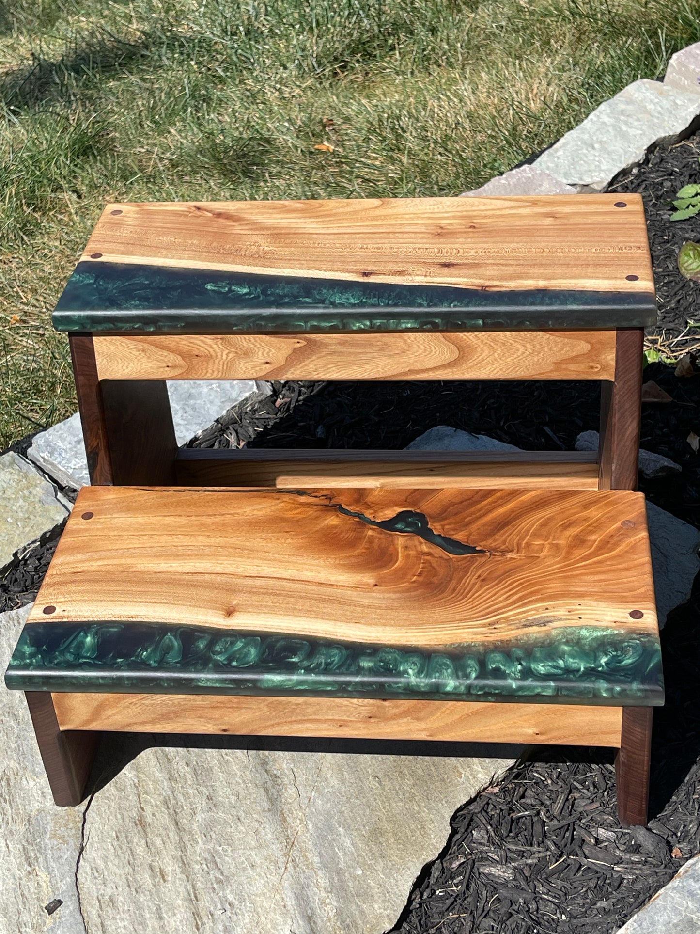 Walnut & Elm epoxy step stool