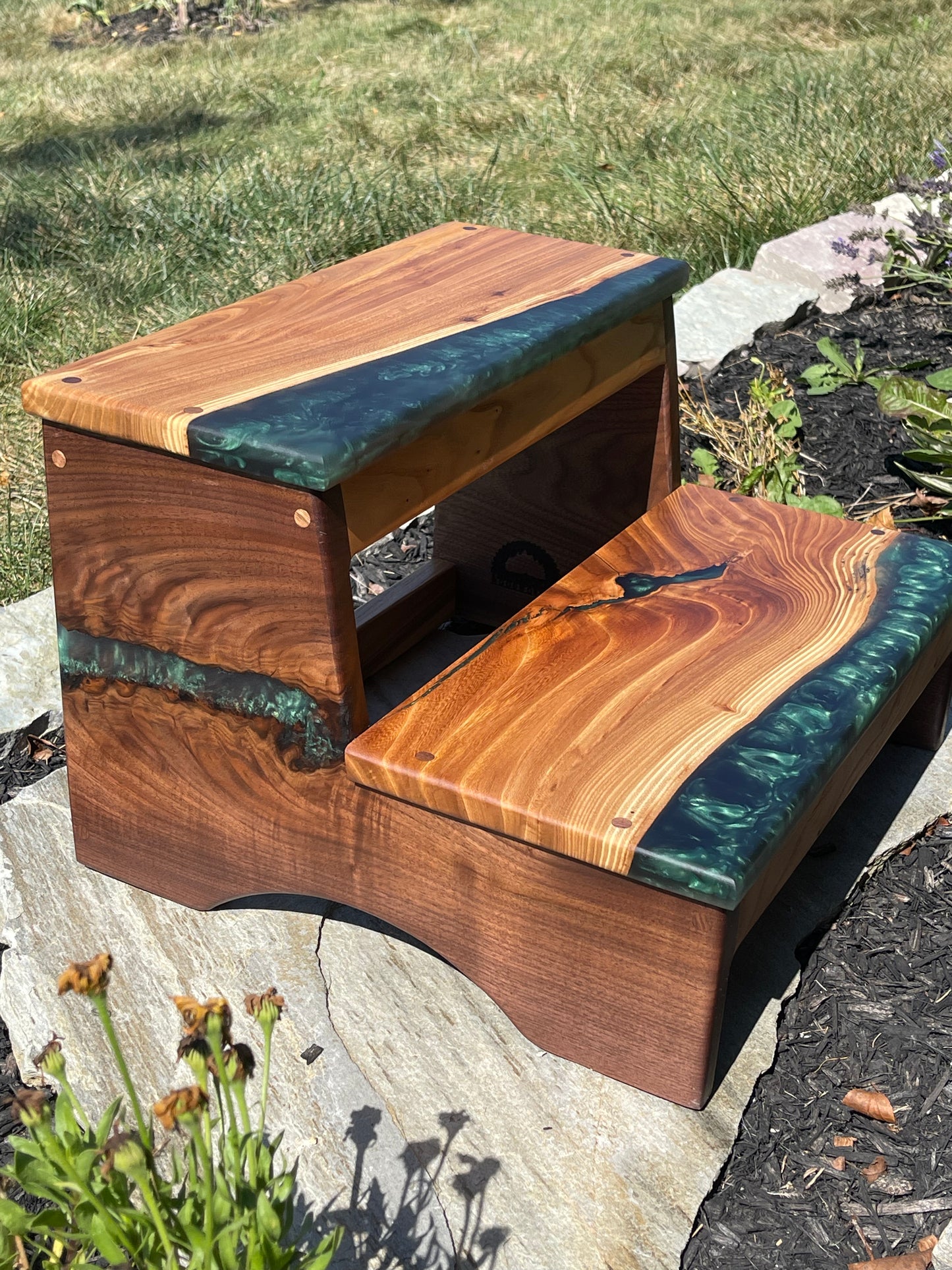 Walnut & Elm epoxy step stool