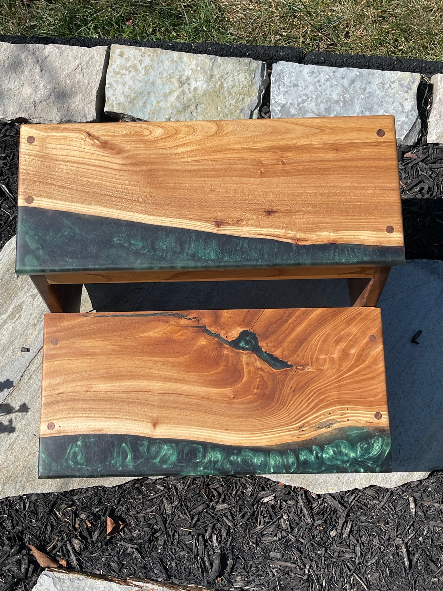 Walnut & Elm epoxy step stool