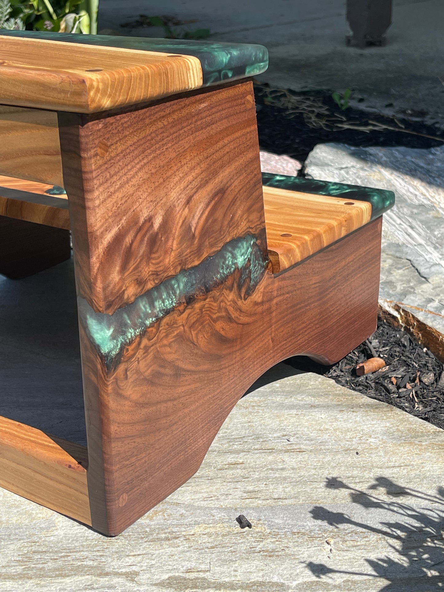 Walnut & Elm epoxy step stool