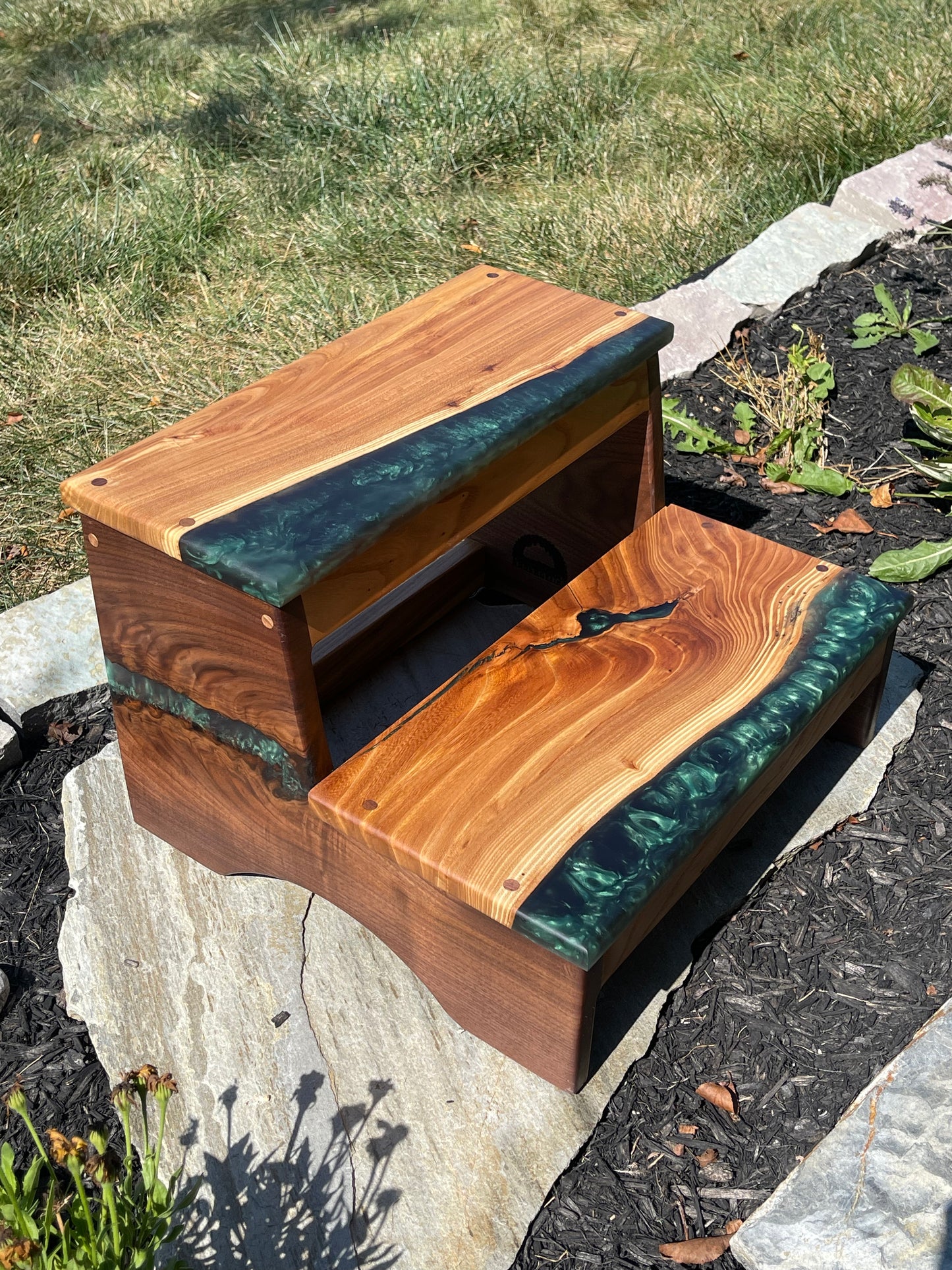 Walnut & Elm epoxy step stool