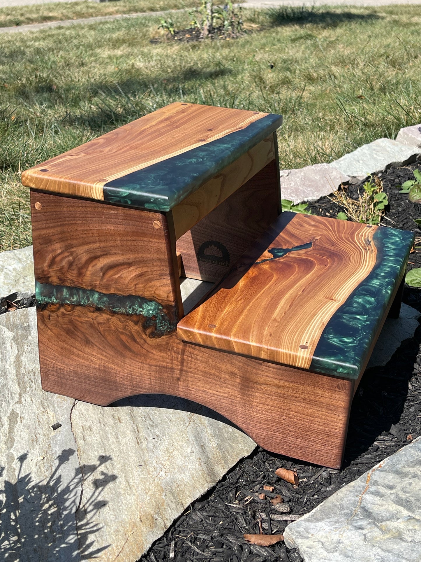 Walnut & Elm epoxy step stool